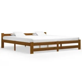 Estructura de cama madera maciza pino marrón miel 200x200 cm de vidaXL, Camas y somieres - Ref: Foro24-322011, Precio: 102,77...