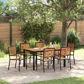 Conjunto de Comedor de Jardín 7 pcs Negro y Marrón en Sillas de jardín | Comprar online en Foru.es