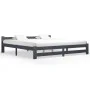 Dark gray solid pine wood bed frame 200x200 cm by vidaXL, Beds and slatted bases - Ref: Foro24-322025, Price: 107,84 €, Disco...