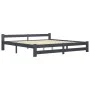 Dark gray solid pine wood bed frame 200x200 cm by vidaXL, Beds and slatted bases - Ref: Foro24-322025, Price: 107,84 €, Disco...
