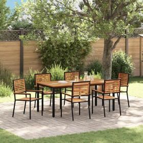 Conjunto de Comedor de Jardín 7 pcs Negro y Marrón en Sillas de jardín | Comprar online en Foru.es