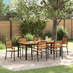 Conjunto de Comedor de Jardín 7 pcs Negro y Marrón en Sillas de jardín | Comprar online en Foru.es