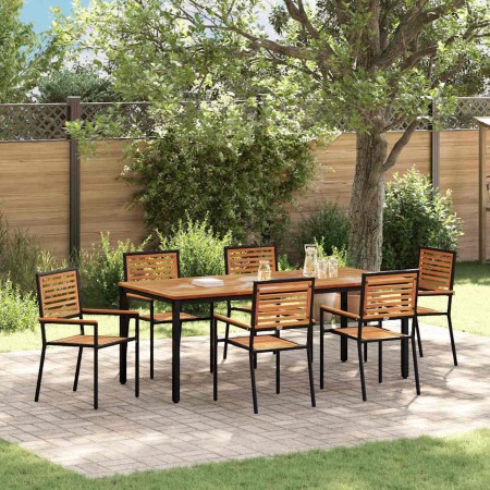 Conjunto de Comedor de Jardín 7 pcs Negro y Marrón en Sillas de jardín | Comprar online en Foru.es