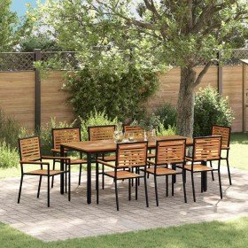 Conjunto de Comedor de Jardín 9 pcs Negro y Marrón en Sillas de jardín | Comprar online en Foru.es
