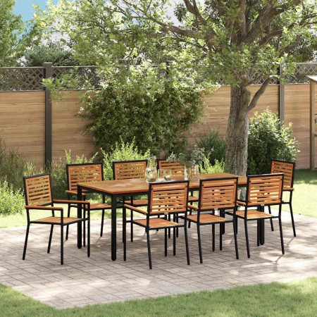 Conjunto de Comedor de Jardín 9 pcs Negro y Marrón en Sillas de jardín | Comprar online en Foru.es