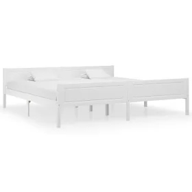 Solid white pine wood bed frame 200x200 cm by vidaXL, Beds and slatted bases - Ref: Foro24-322109, Price: 129,22 €, Discount: %