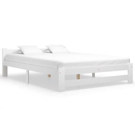 Estructura de cama de madera maciza de pino blanco 160x200 cm de vidaXL, Camas y somieres - Ref: Foro24-322002, Precio: 127,3...