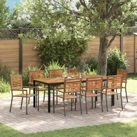 Conjunto de Comedor de Jardín 9 pcs Gris y marrón en Sillas de jardín | Comprar online en Foru.es