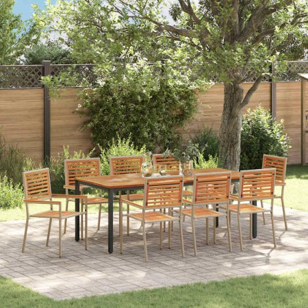 Conjunto de Comedor de Jardín 9 pcs Beige y Marrón en Sillas de jardín | Comprar online en Foru.es