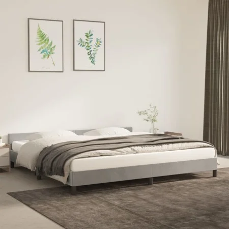 Light gray velvet bed frame with headboard 200x200cm by vidaXL, Beds and slatted bases - Ref: Foro24-347591, Price: 132,72 €,...