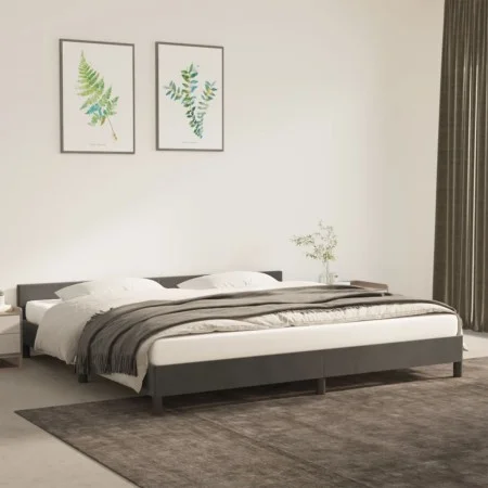 Dark gray velvet bed frame with headboard 200x200 cm by vidaXL, Beds and slatted bases - Ref: Foro24-347592, Price: 133,00 €,...