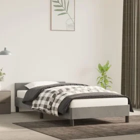 Light gray velvet bed frame with headboard 90x200 cm by vidaXL, Beds and slatted bases - Ref: Foro24-347549, Price: 93,44 €, ...