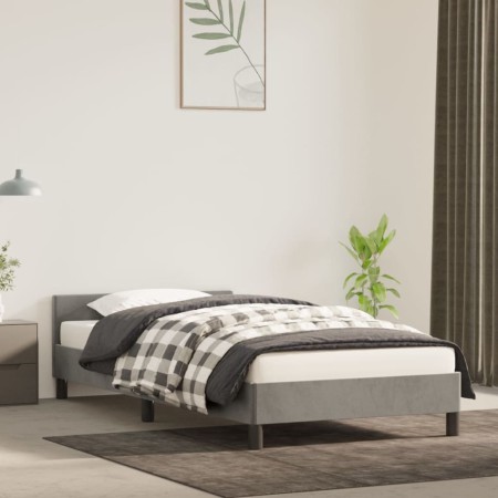 Estructura de cama con cabecero terciopelo gris claro 90x200 cm de vidaXL, Camas y somieres - Ref: Foro24-347549, Precio: 91,...
