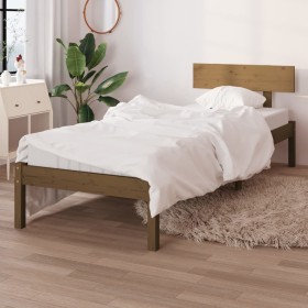 Estructura de cama madera pino individual marrón miel 90x190 cm de vidaXL, Camas y somieres - Ref: Foro24-810115, Precio: 98,...
