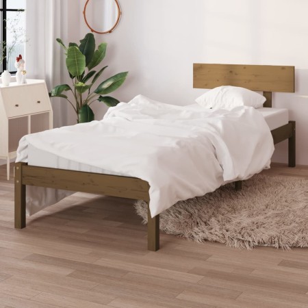 Estructura de cama madera pino individual marrón miel 90x190 cm de vidaXL, Camas y somieres - Ref: Foro24-810115, Precio: 98,...