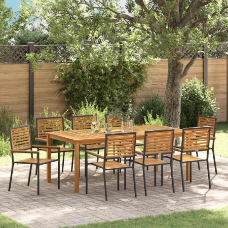 Conjunto de Comedor de Jardín 9 pcs Negro en Sillas de jardín | Comprar online en Foru.es