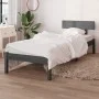 Solid gray pine wood bed frame 100x200 cm by vidaXL, Beds and slatted bases - Ref: Foro24-810139, Price: 78,32 €, Discount: %