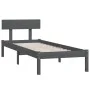 Solid gray pine wood bed frame 100x200 cm by vidaXL, Beds and slatted bases - Ref: Foro24-810139, Price: 78,32 €, Discount: %