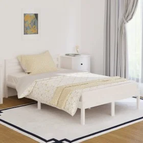 Solid white pine wood bed frame 120x200 cm by vidaXL, Beds and slatted bases - Ref: Foro24-810426, Price: 88,27 €, Discount: %