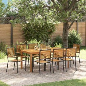 Conjunto de Comedor de Jardín 9 pcs Negro en Sillas de jardín | Comprar online en Foru.es