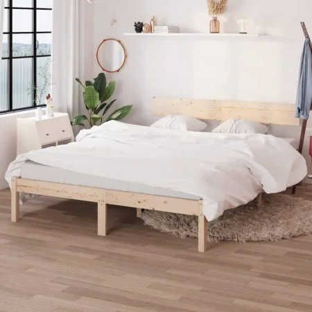 Solid pine wood bed frame 140x200 cm by vidaXL, Beds and slatted bases - Ref: Foro24-810147, Price: 97,26 €, Discount: %