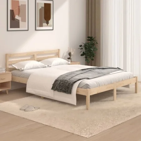Estructura de cama madera maciza de pino 120x190 cm de vidaXL, Camas y somieres - Ref: Foro24-810400, Precio: 86,36 €, Descue...