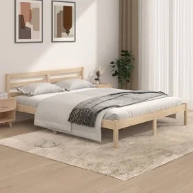 Estructura de cama madera maciza de pino 150x200 cm de vidaXL, Camas y somieres - Ref: Foro24-810435, Precio: 103,61 €, Descu...