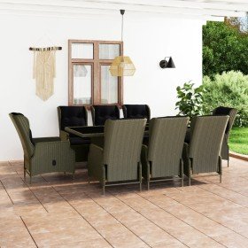 Set de comedor jardín 9 piezas cojines ratán sintético marrón en Conjuntos de jardín | Comprar online en Foru.es