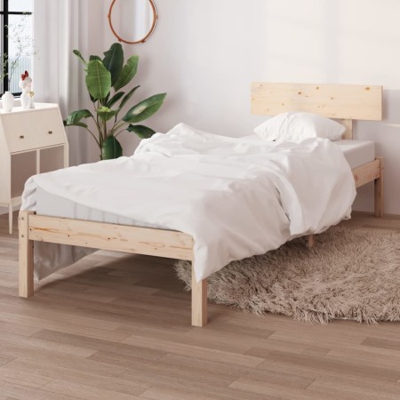 Estructura de cama madera maciza de pino 90x200 cm de vidaXL, Camas y somieres - Ref: Foro24-810132, Precio: 81,58 €, Descuen...