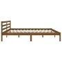Honey brown solid pine wood bed frame 200x200 cm by vidaXL, Beds and slatted bases - Ref: Foro24-810453, Price: 117,10 €, Dis...