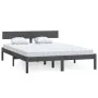 Solid gray pine wood bed frame 200x200 cm by vidaXL, Beds and slatted bases - Ref: Foro24-810169, Price: 115,23 €, Discount: %