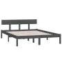 Solid gray pine wood bed frame 200x200 cm by vidaXL, Beds and slatted bases - Ref: Foro24-810169, Price: 115,23 €, Discount: %