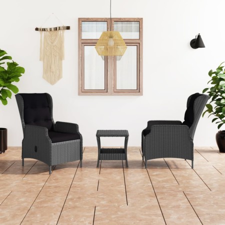 Set muebles jardín 3 pzas ratán sintético gris oscuro y cojines en Conjuntos de jardín | Comprar online en Foru.es
