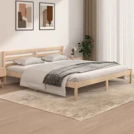 Estructura de cama madera maciza de pino 180x200 cm de vidaXL, Camas y somieres - Ref: Foro24-810445, Precio: 114,14 €, Descu...