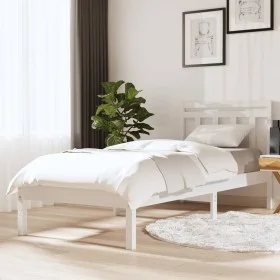 Estructura de cama madera maciza de pino blanco 90x200 cm de vidaXL, Camas y somieres - Ref: Foro24-3100575, Precio: 95,89 €,...