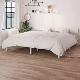 Solid white pine wood bed frame 200x200 cm by vidaXL, Beds and slatted bases - Ref: Foro24-810168, Price: 94,63 €, Discount: %