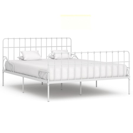 Estructura de cama con somier metal blanco 200x200 cm de vidaXL, Camas y somieres - Ref: Foro24-284607, Precio: 108,96 €, Des...