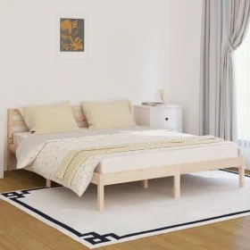 Solid pine wood bed frame 160x200 cm by vidaXL, Beds and slatted bases - Ref: Foro24-810440, Price: 100,83 €, Discount: %