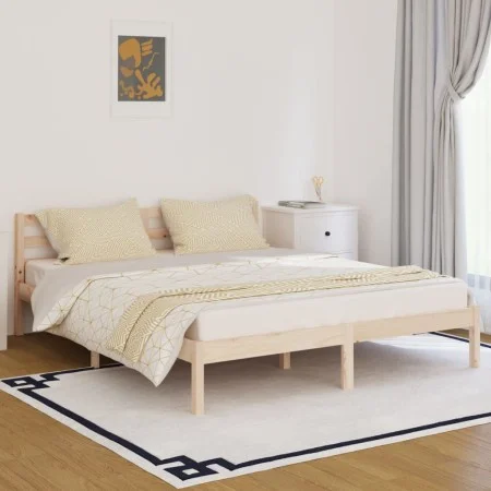 Solid pine wood bed frame 160x200 cm by vidaXL, Beds and slatted bases - Ref: Foro24-810440, Price: 100,83 €, Discount: %