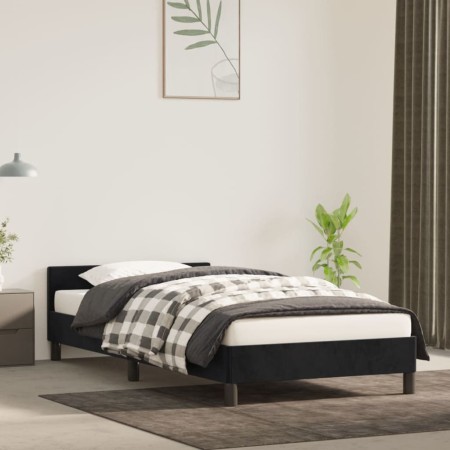 Estructura de cama con cabecero de terciopelo negro 90x200 cm de vidaXL, Camas y somieres - Ref: Foro24-347551, Precio: 121,8...