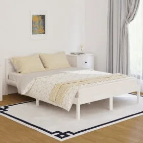 Massiver Bettrahmen aus weißem Kiefernholz, 140 x 200 cm von vidaXL, Betten und Lattenroste - Ref: Foro24-810431, Preis: 93,9...