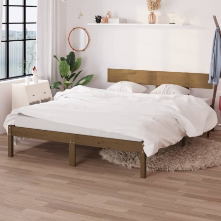 Estructura de cama madera maciza pino marrón miel 120x200 cm de vidaXL, Camas y somieres - Ref: Foro24-810145, Precio: 95,59 ...