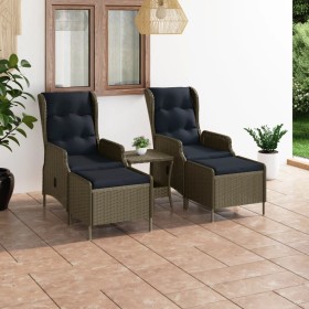 Set muebles de jardín 3 piezas y cojines ratán sintético marrón en Conjuntos de jardín | Comprar online en Foru.es