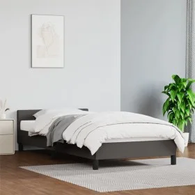 Bed frame with headboard gray synthetic leather 90x200 cm by vidaXL, Beds and slatted bases - Ref: Foro24-347481, Price: 112,...