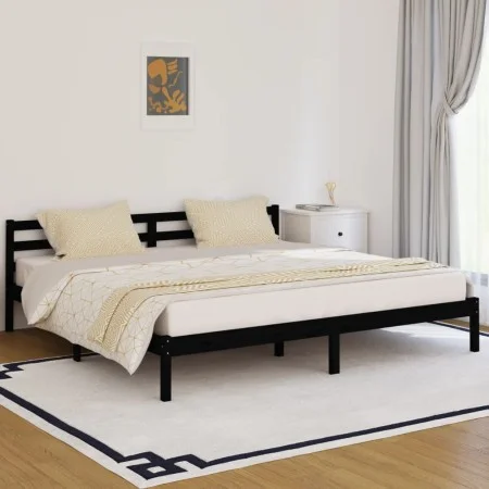 Estructura de cama madera maciza de pino negro 200x200 cm de vidaXL, Camas y somieres - Ref: Foro24-810454, Precio: 104,13 €,...