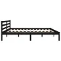 Estructura de cama madera maciza de pino negro 200x200 cm de vidaXL, Camas y somieres - Ref: Foro24-810454, Precio: 104,13 €,...