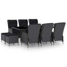 Set comedor jardín 9 pzas cojines ratán sintético gris oscuro en Conjuntos de jardín | Comprar online en Foru.es