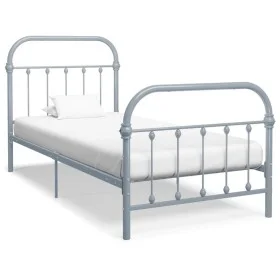 Gray metal bed frame 90x200 cm by vidaXL, Beds and slatted bases - Ref: Foro24-284504, Price: 123,54 €, Discount: %
