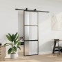 Puerta corredera con herrajes negro 76x205 cm vidrio templado en Puertas | Comprar online en Foru.es