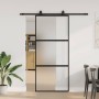 Puerta corredera con herrajes negro 90x205 cm vidrio templado en Puertas | Comprar online en Foru.es